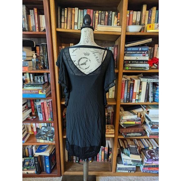 VTG Karen Millen 20s style 8 Black  Silk Eveningwear Dress Beaded Embellished - Picture 3 of 11